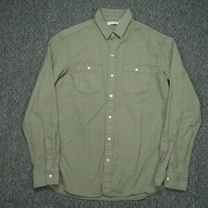 Gustin Shirt Men Large Green Plaid Long Sleeve 100% Wool Button Up